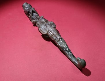 An Exquisite White Jade Dragon and Phoenix Pattern Hook