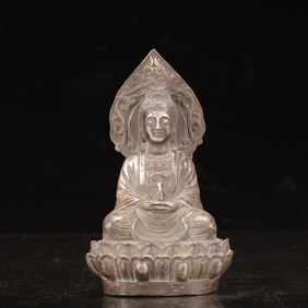 An Exquisite Silver-plated Copper Statue of Avalokitesvara