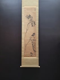 A Chinese Vertical Scroll Ink Painting of Flower and Bird on Paper,Bada Shanren