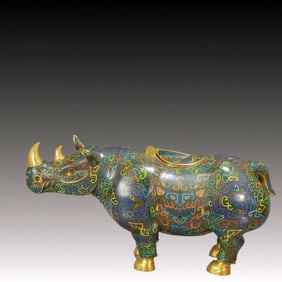 A Huge Cloisonne Rhinoceros Censer