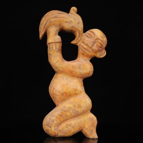 An Archaic Hongshan Culture Yellow Jade Figure Ornament