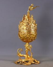 An Exquisite Gilt Bronze Dragon Pattern Censer