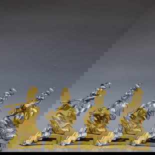 A Set of Fine Gilt Bronze Figure Ornament: A Set of Fine Gilt Bronze Figure Ornament,Qing Dynasty, China,Size:3.5inx2.4inx6.7in,Weight:2900g