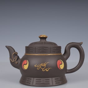 An Exquisite Purple SandsTrigram Pattern Teapot