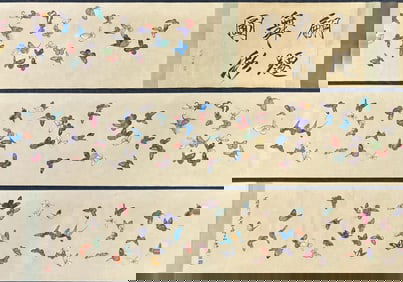 A Chinese Hand Scroll Ink Painting of Butterfly on Paper,Qi Baishi