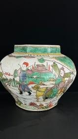 A Rare Wucai Character and Story Pattern Jar