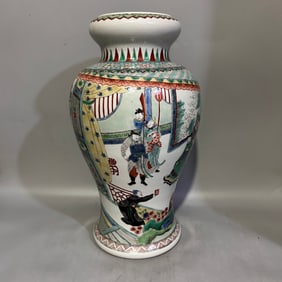 A Rare Wucai Character and Story Pattern Vase