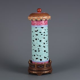 An Exquisite Ancient Bronze Glazed Painted Gold Hollow Auspicious Cloud and Dragon Pattern Censer