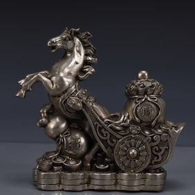 An Exquisite Silver-plated Bronze Horse Ornament