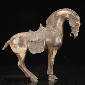 An Exquisite Silver-plated Copper Horse Ornament