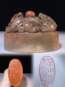 An Exquisite Shoushan Stone Auspicious Beast Pattern Seal