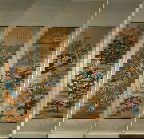 A Set of Chinese Vertical Scroll Ink Painting of Character and Story on Silk,Zhang Daqian