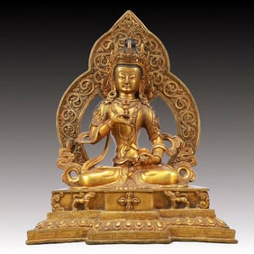 A Solemn Gilt Bronze Statue of Bodhisattva