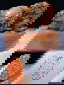 An Exquisite Shoushan Stone Auspicious Beast Pattern Seal