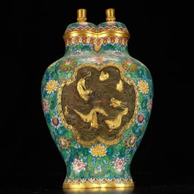 A Huge Cloisonne Lotus and Dragon Pattern Vase