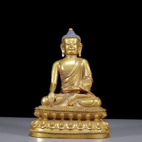 A Solemn Gilt Bronze Statue of Sakyamuni
