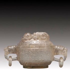 An Exquisite Crystal Auspicious Beast Pattern Double-Ears Censer