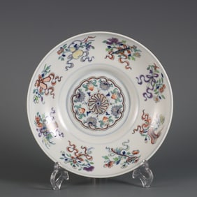 An Exquisite Doucai Flower and Eight Treasures Pattern Plate
