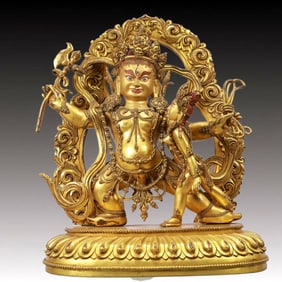 A Solemn Gilt Bronze Statue of Vajra
