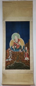 A Chinese Vertical Scroll Ink Painting of Buddha on Silk,Ding Guanpeng