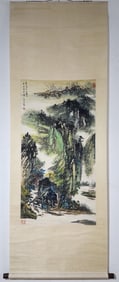 A Chinese Vertical Scroll Ink Painting of Landscape on Paper,Tao Yi