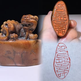 An Exquisite Shoushan Stone Auspicious Beast Pattern Seal