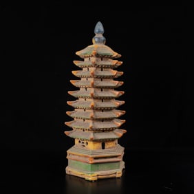 An Exquisite Tang Tri-Color Glazed Pottery Pagoda Ornament