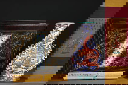 A Huge Blue and White Iron-Red Auspicious Cloud and Dragon Pattern Double-Ears Vase,With Chinese