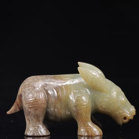 An Exquisite White Jade Auspicious Beast Ornament