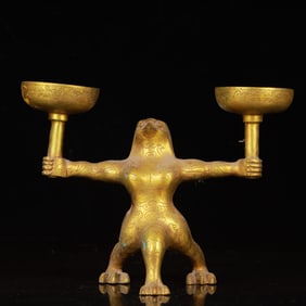An Exquisite Gilt Bronze Lotus Pattern Auspicious Beast??