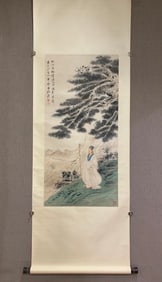 A Chinese Vertical Scroll Ink Painting of Figure on Paper