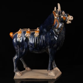 An Exquisite Tang Tri-Color Glazed Pottery Horse Ornament