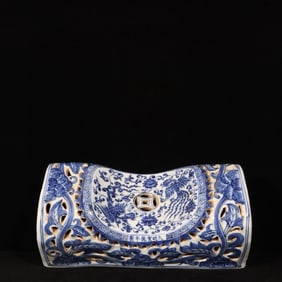 An Exquisite Blue and White Hollow Phoenix Pattern Pillow