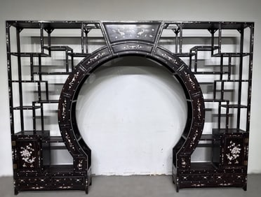 An Exquisite Zitanwood Inlaid Shell Antique Shelf