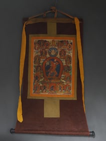 A Rare Brocade Painted Color Statue of Dakini Tangka