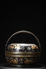 An Exquisite Carved Lacquer Painted Gold Dragon Pattern Box