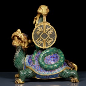 A Huge Cloisonne Auspicious Beast Ornament