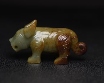 An Exquisite White Jade Buffalo Ornament