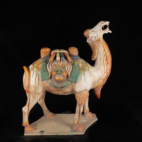 An Exquisite Tang Tri-Color Glazed Pottery Camel Ornament