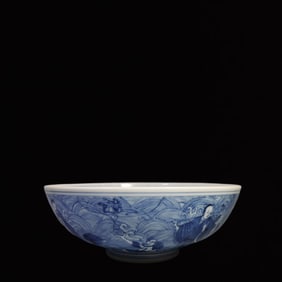 An Exquisite Blue and White Figure and Story Pattern Bowl