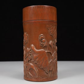 An Exquisite Bamboo Lotus Pattern Brush Pot