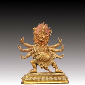 A Solemn Gilt Bronze Buddha Statue