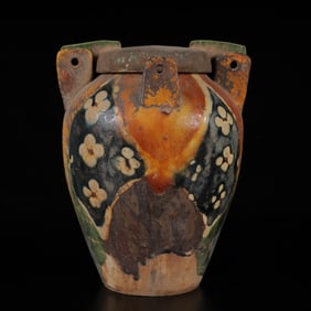 An Exquisite Tang Tri-Color Glazed Pottery lidded jar
