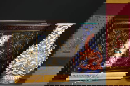 A Huge Blue and White Iron-Red Painted Gold Auspicious Cloud and Dragon Pattern Double-Ears