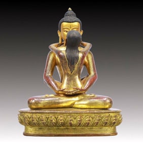 A Solemn Gilt Bronze Statue of Mandkesvara