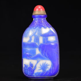 An Exquisite Glass Landscape and Figure Pattern Snuff Bottle