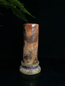 An Exquisite Shoushan Stone Landscape and Figure Pattern,with Poem