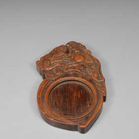 An Exquisite Boxwood Figure and Crane Pattern Inkstone