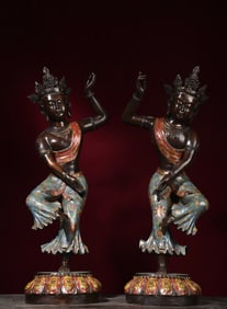 A Pair of Exquisite Cloisonne Statue of Vajras