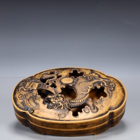 A Rare Kylin Pattern Inkstone,With poem